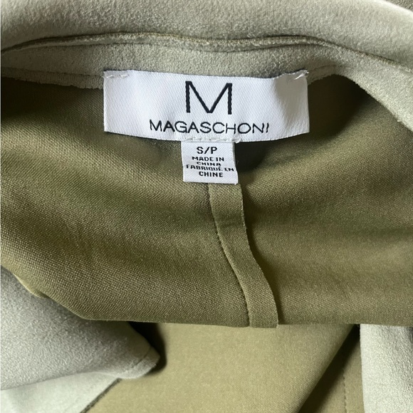 Magaschoni Faux Suede Leather Green Long Jacket Trench Coat Style Small - Picture 4 of 9